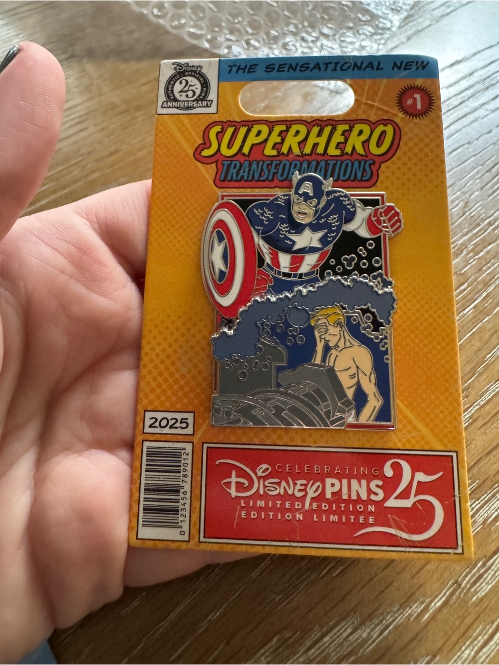 Disney Parks Marvel Superhero Transformations Captain America Pin 2025 LE 3750